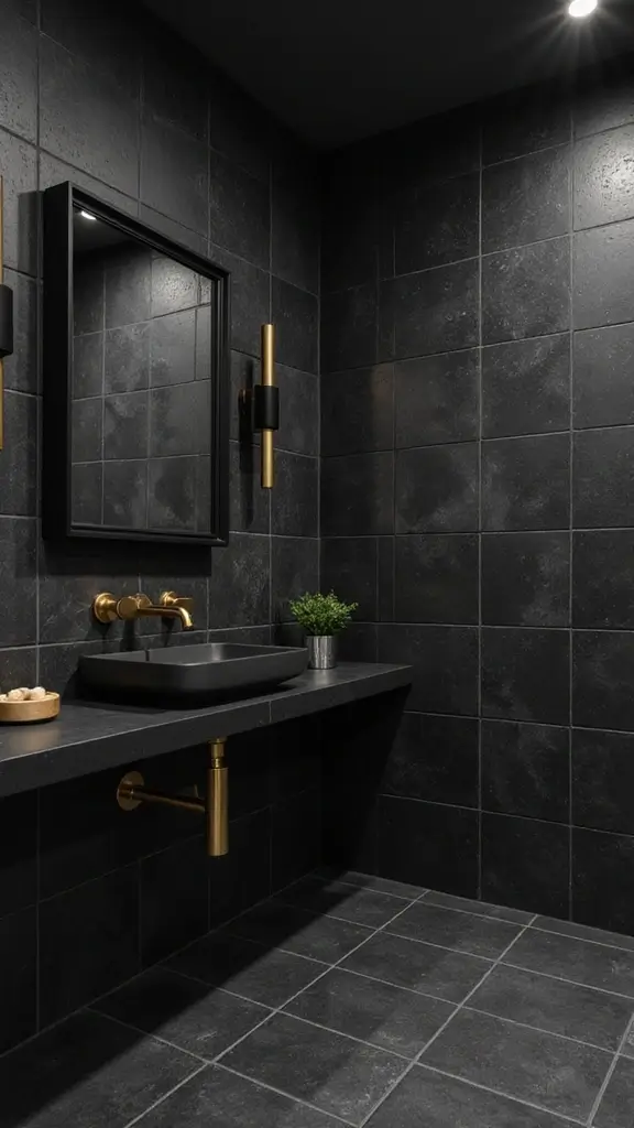 46 Black House Interior Design Looks That Make a Bold Statement - 5. Dramatic Black Bathrooms