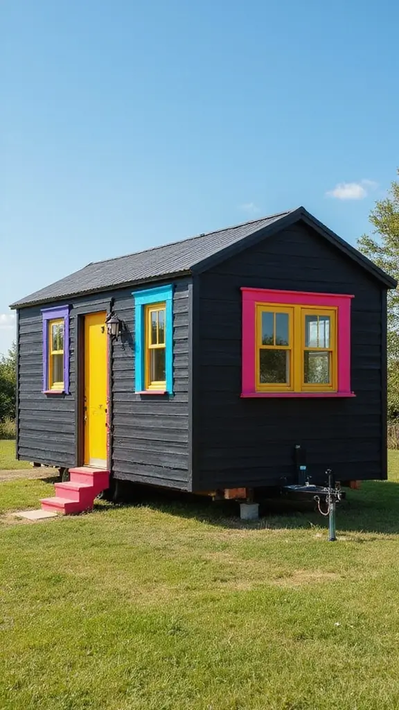 46 Black Mobile Home Exterior Design Ideas That Stand Out - 13. Color Blocking