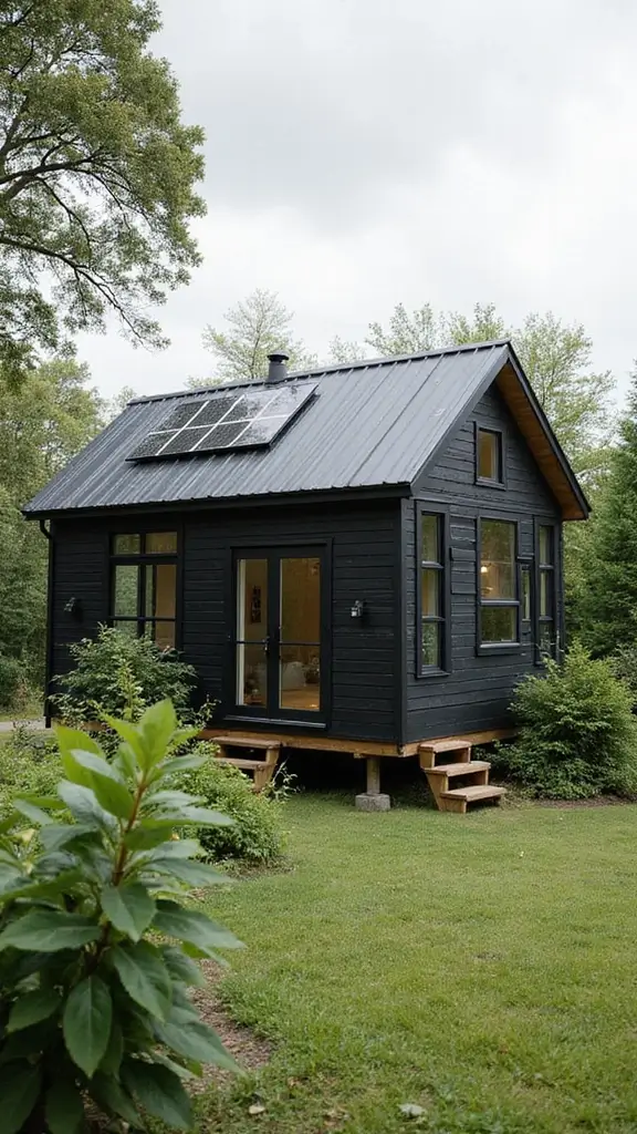 46 Black Mobile Home Exterior Design Ideas That Stand Out - 4. Eco-Friendly Materials