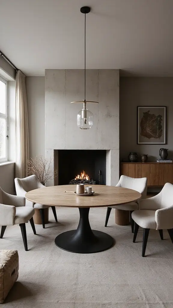 46 Dining Room with Fireplace Ideas That Add Warmth - 24. Statement Pieces