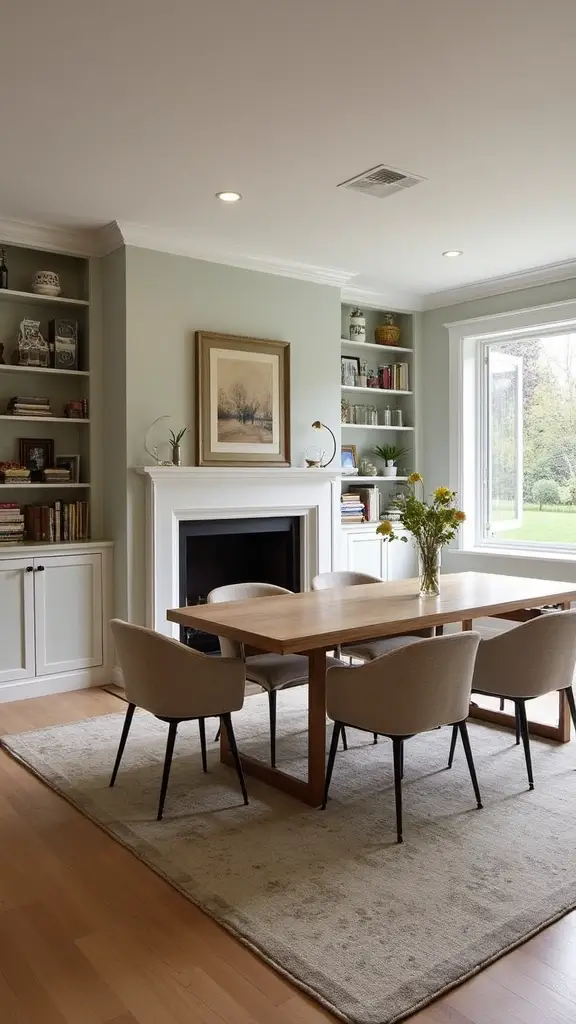 46 Dining Room with Fireplace Ideas That Add Warmth - 33. Multi-Purpose Room