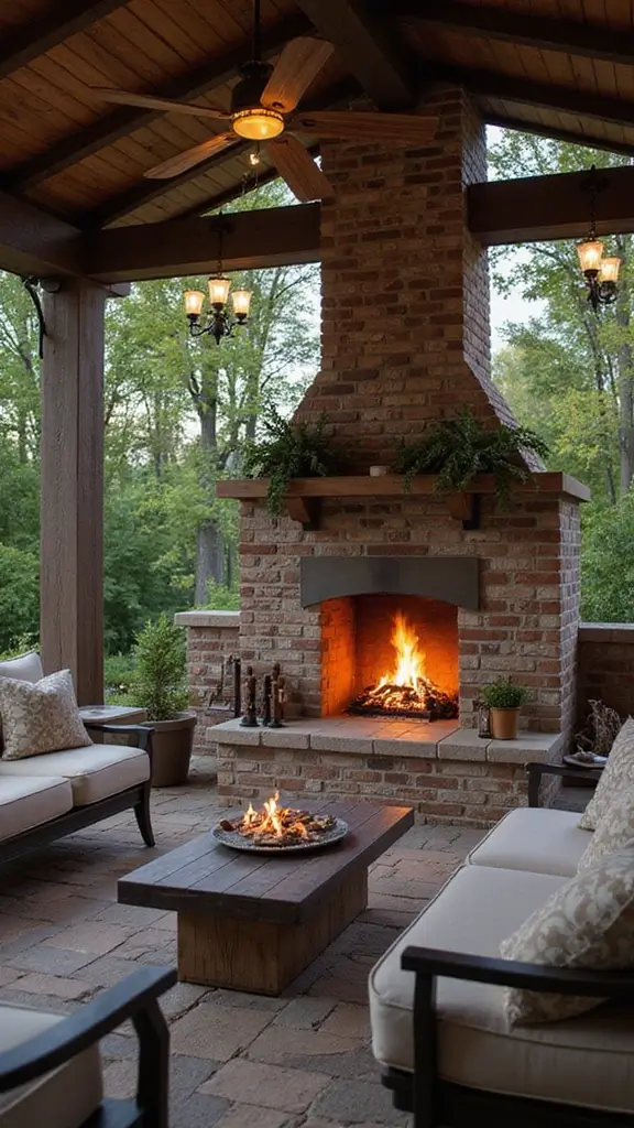 46 Dining Room with Fireplace Ideas That Add Warmth - 35. Outdoor Dining Room