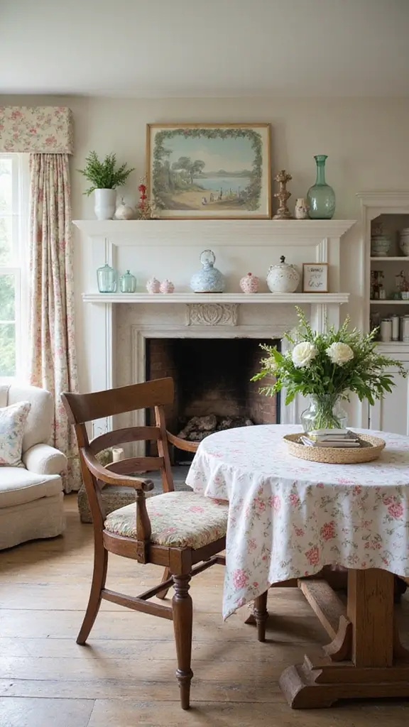46 Dining Room with Fireplace Ideas That Add Warmth - 37. Charming Cottage Theme