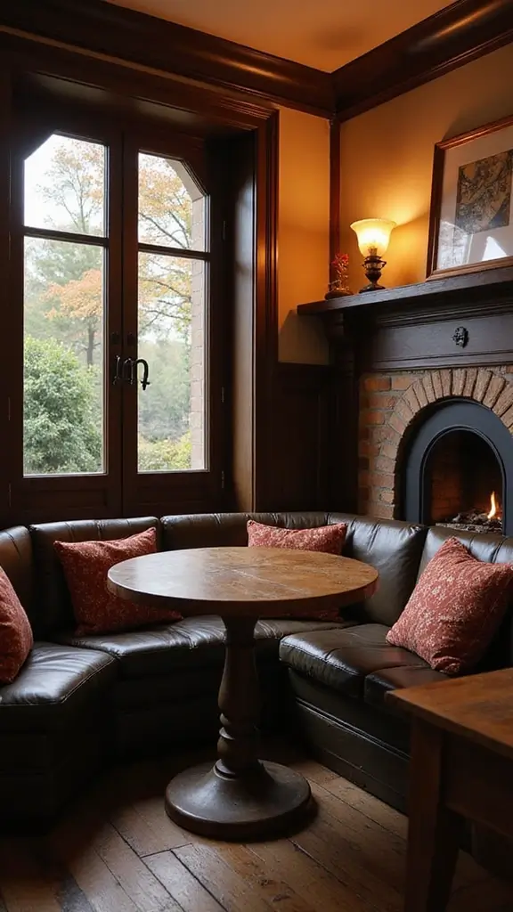 46 Dining Room with Fireplace Ideas That Add Warmth - 39. Cozy Corner Nook