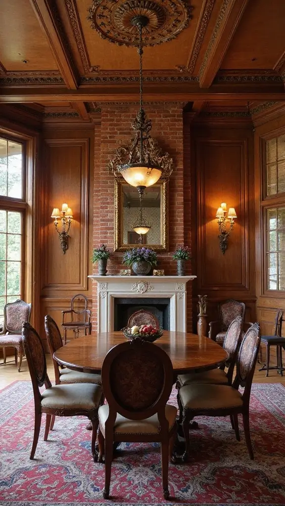 46 Dining Room with Fireplace Ideas That Add Warmth - 5. Timeless Traditional