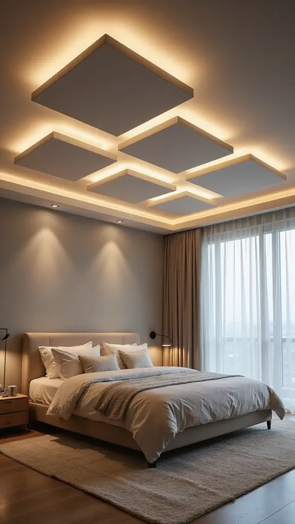 46 False Ceiling for Bedroom Designs That Make a Statement - 14. Floating Panels