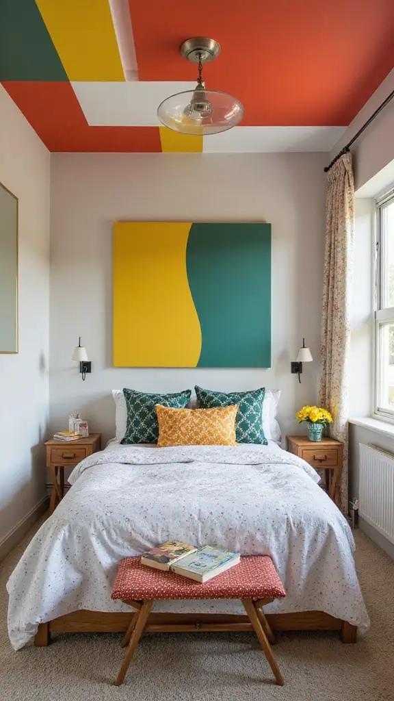 46 False Ceiling for Bedroom Designs That Make a Statement - 15. Colorful Accents