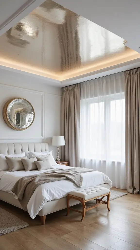 46 False Ceiling for Bedroom Designs That Make a Statement - 28. Reflective Finishes