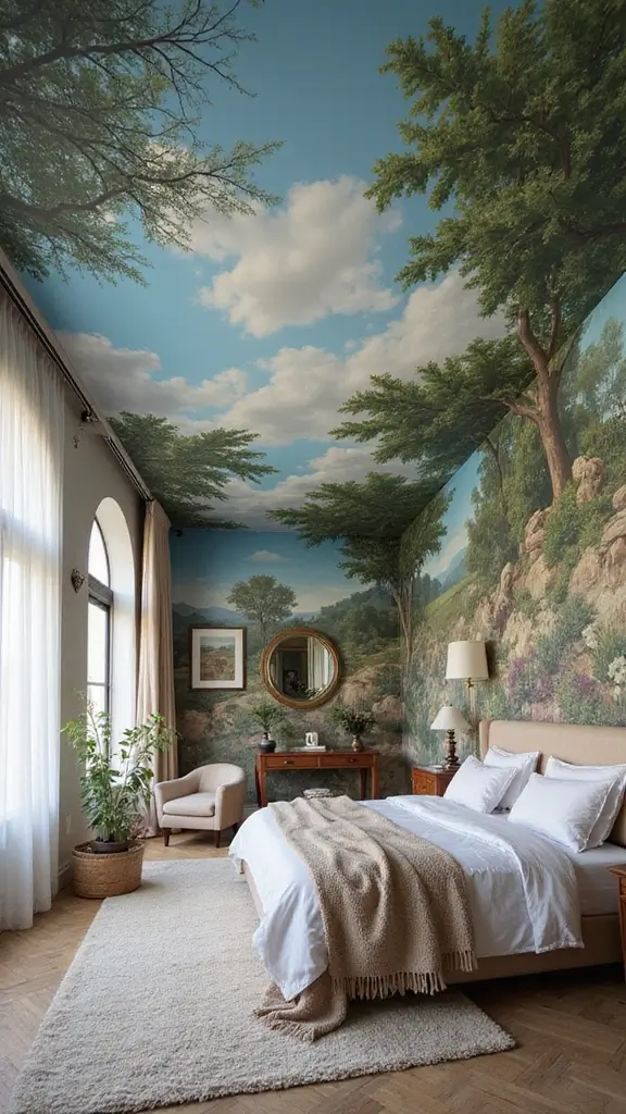 46 False Ceiling for Bedroom Designs That Make a Statement - 36. Ceiling Murals