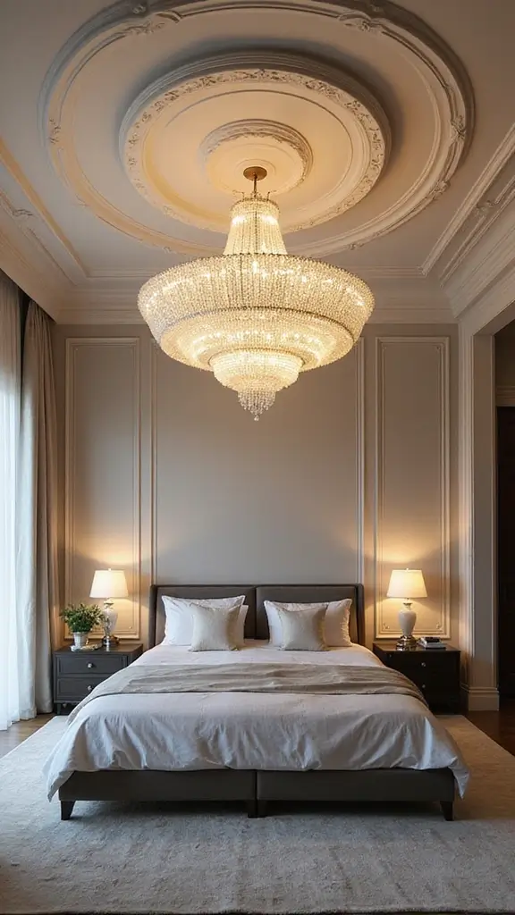 46 False Ceiling for Bedroom Designs That Make a Statement - 6. Statement Lighting Fixtures