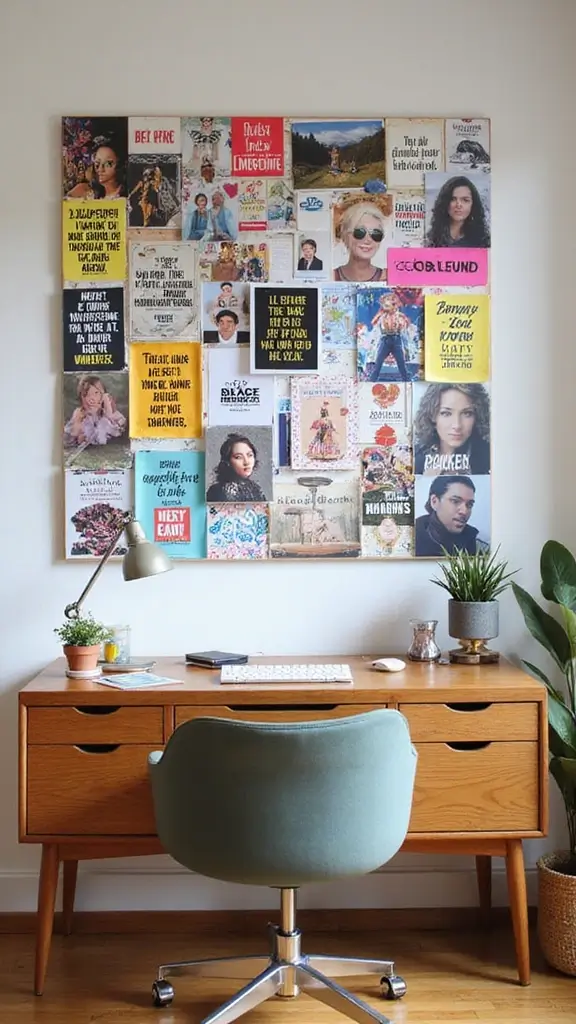 46 Home Office Decor Ideas That Inspire Focus - 26. Workspace Inspiration Board