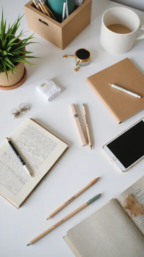 46 Home Office Decor Ideas That Inspire Focus - 3. Eco-Friendly Office Supplies