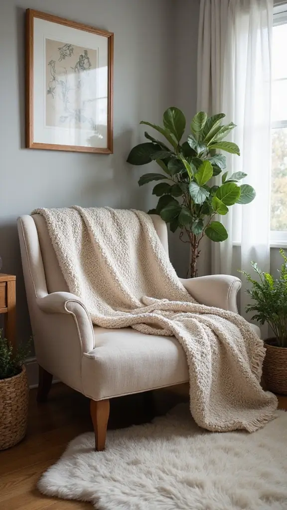 46 Home Office Decor Ideas That Inspire Focus - 31. Cozy Throw Blankets