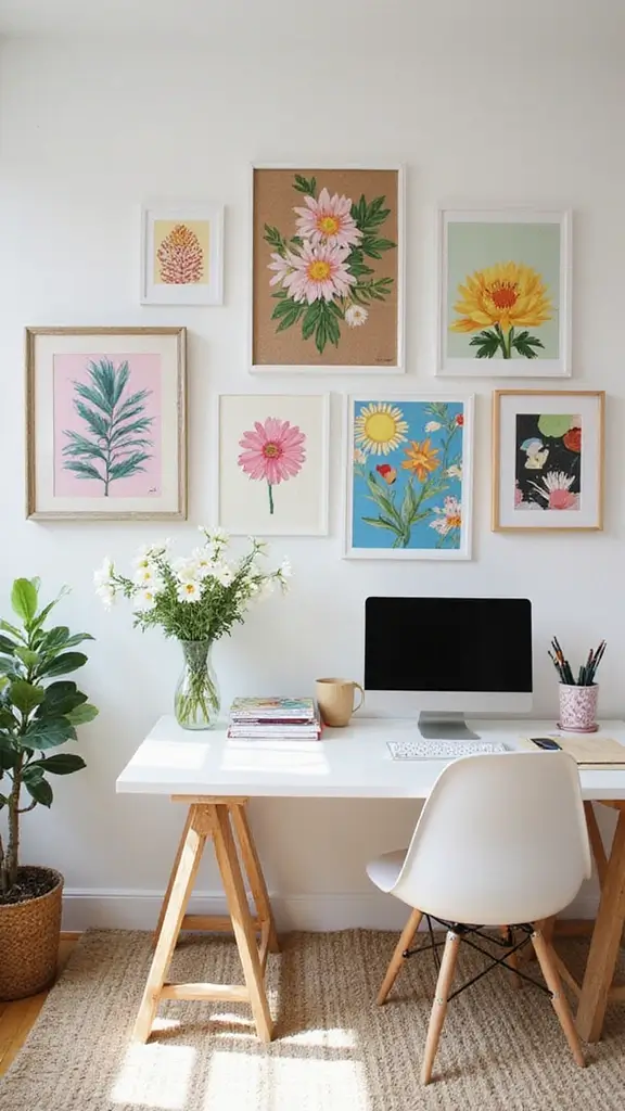46 Home Office Decor Ideas That Inspire Focus - 4. Bright and Colorful Wall Art