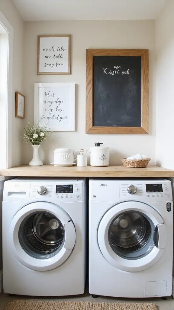 46 Laundry Room Ideas Top Loader Layouts That Maximize Space - 9. Stylish Wall Decor