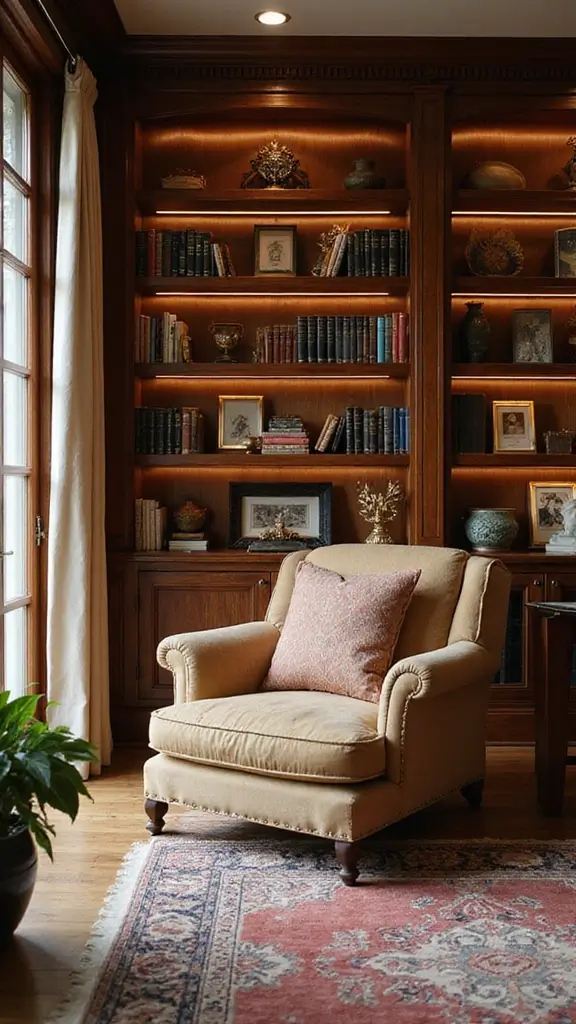 46 Modern Colonial Interior Design Ideas That Inspire Elegance - 10. Beautifully Designed Home Library