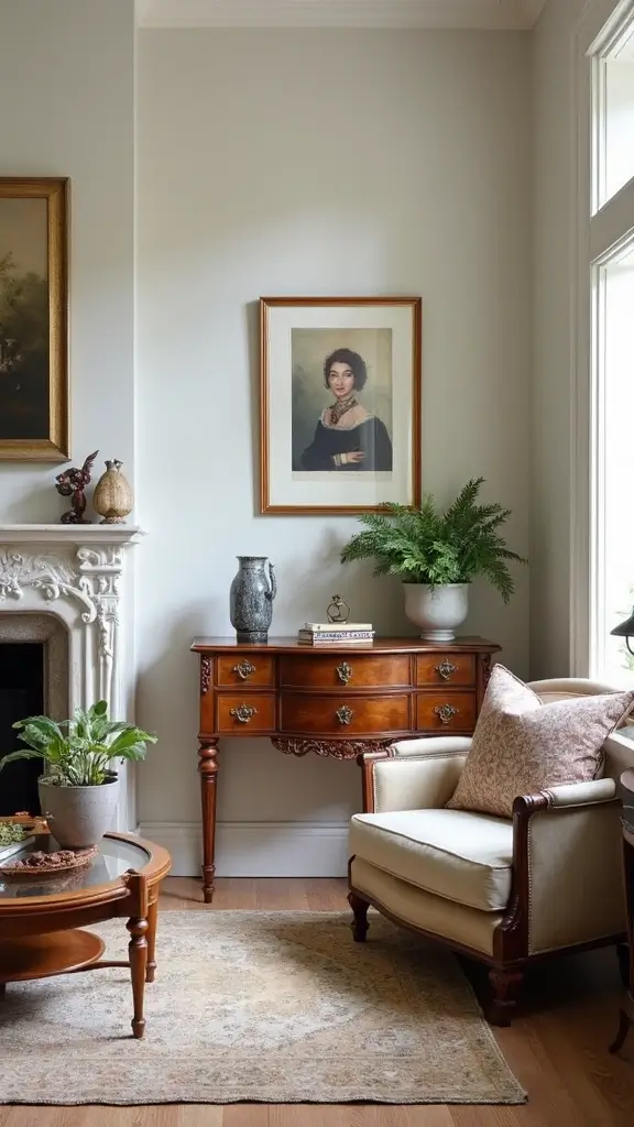 46 Modern Colonial Interior Design Ideas That Inspire Elegance - 12. Incorporating Antique Furniture