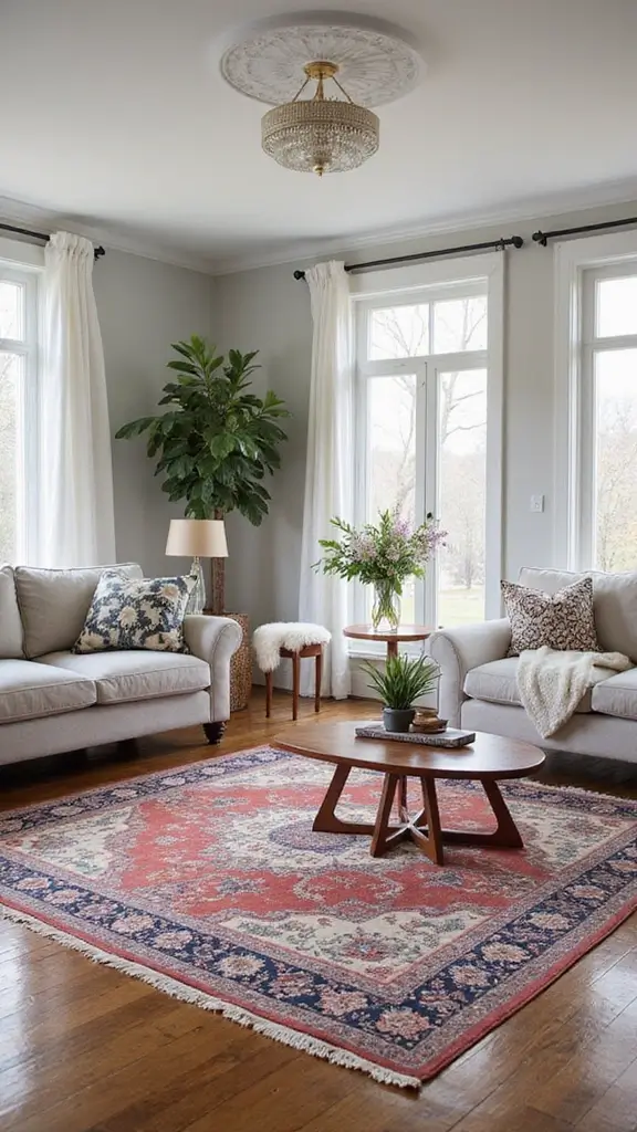 46 Modern Colonial Interior Design Ideas That Inspire Elegance - 20. Creative Use of Rugs