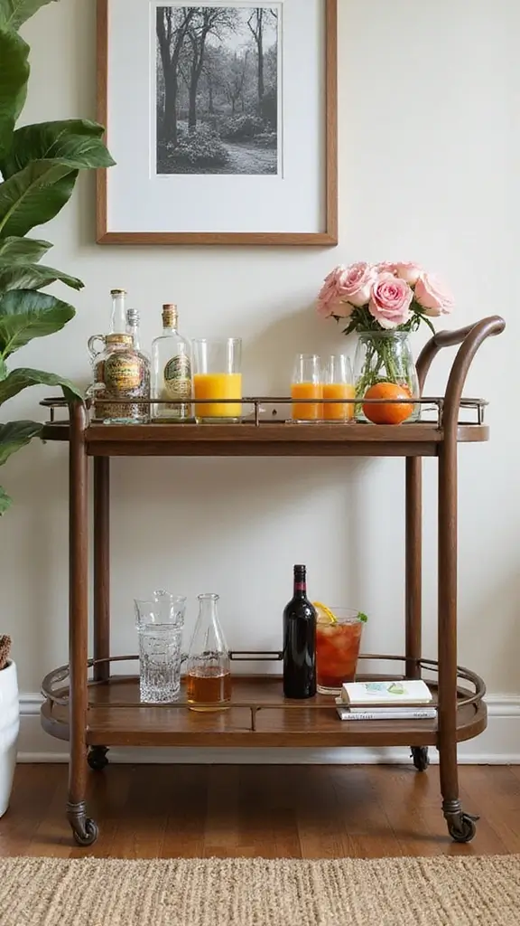 46 Modern Colonial Interior Design Ideas That Inspire Elegance - 24. Stylish Bar Carts for Entertaining