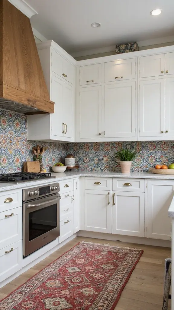 46 Modern Colonial Interior Design Ideas That Inspire Elegance - 29. Colorful Kitchen Backsplashes