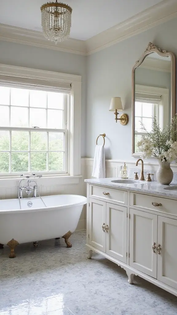 46 Modern Colonial Interior Design Ideas That Inspire Elegance - 7. Charming Bathroom with Colonial Flair
