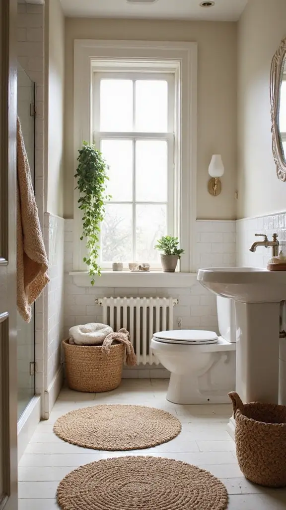 46 Small Bathroom Remodel Ideas That Save Big on Space - 12. Bathroom Rugs for Comfort