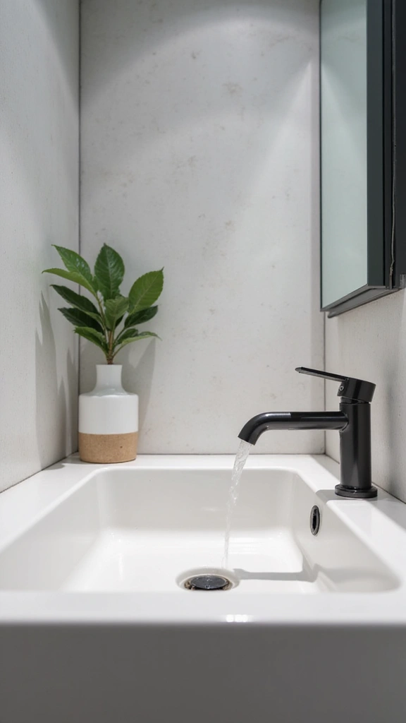 46 Small Bathroom Remodel Ideas That Save Big on Space - 17. Touchless Faucets