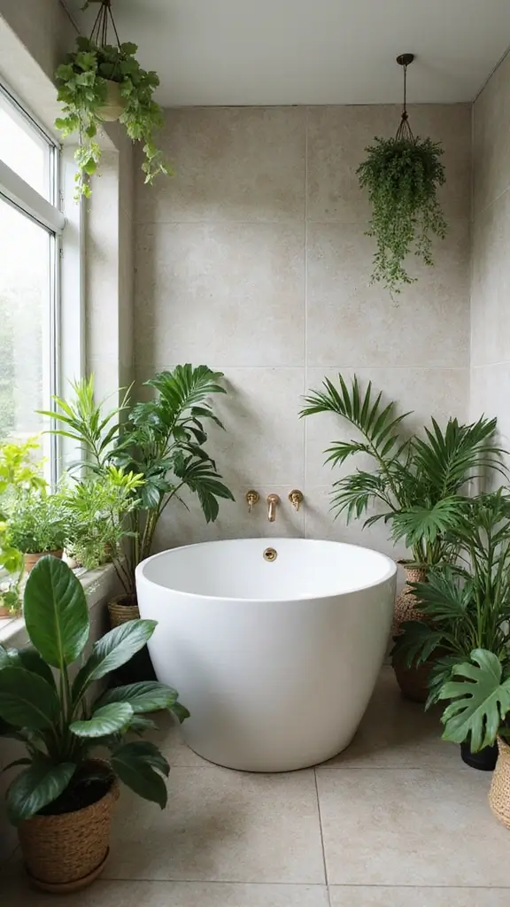 46 Small Bathroom Remodel Ideas That Save Big on Space - 24. Plants for Freshness