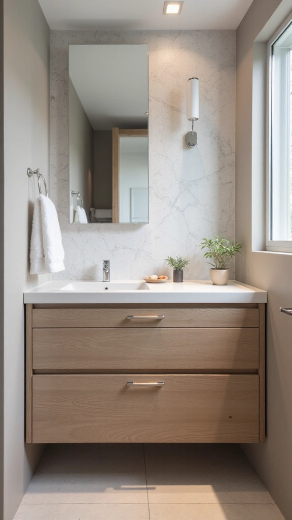 46 Small Bathroom Remodel Ideas That Save Big on Space - 28. Soft Close Drawers