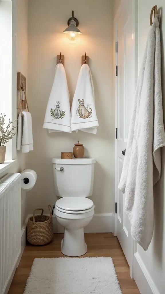 46 Small Bathroom Remodel Ideas That Save Big on Space - 36. Personalized Towels