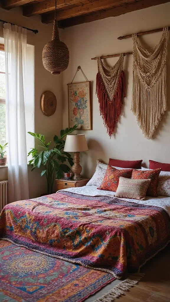 46 Small Bedroom Layout Ideas 10x10 That Save Space Beautifully - 21. Embracing Bohemian Style