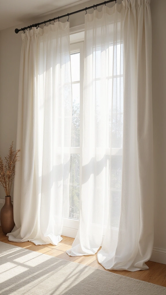 46 Small Bedroom Layout Ideas 10x10 That Save Space Beautifully - 34. Bright and Airy Curtains