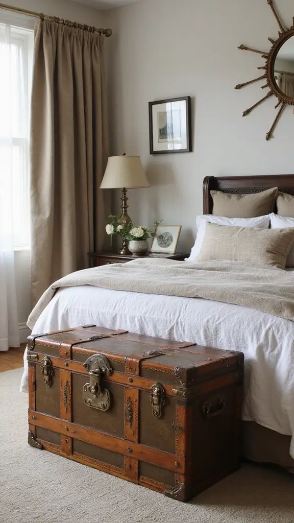 46 Small Bedroom Layout Ideas 10x10 That Save Space Beautifully - 35. Stylish Trunks for Storage