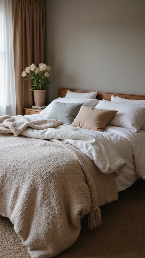 46 Small Bedroom Layout Ideas 10x10 That Save Space Beautifully - 43. Comfortable Bedding Layers