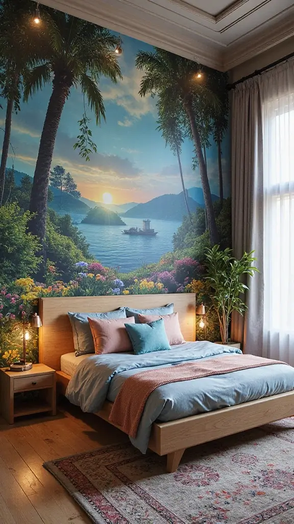 46 Small Bedroom Layout Ideas 10x10 That Save Space Beautifully - 44. Artistic Wall Murals