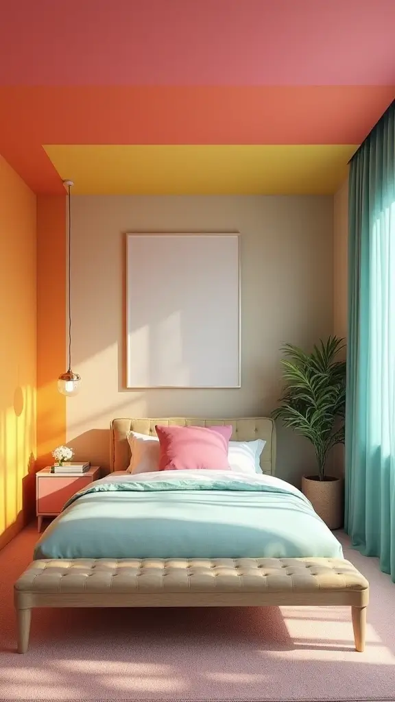 47 Bedroom False Ceiling Design Modern Simple Styles That Elevate - 25. Color-Blocked Ceilings