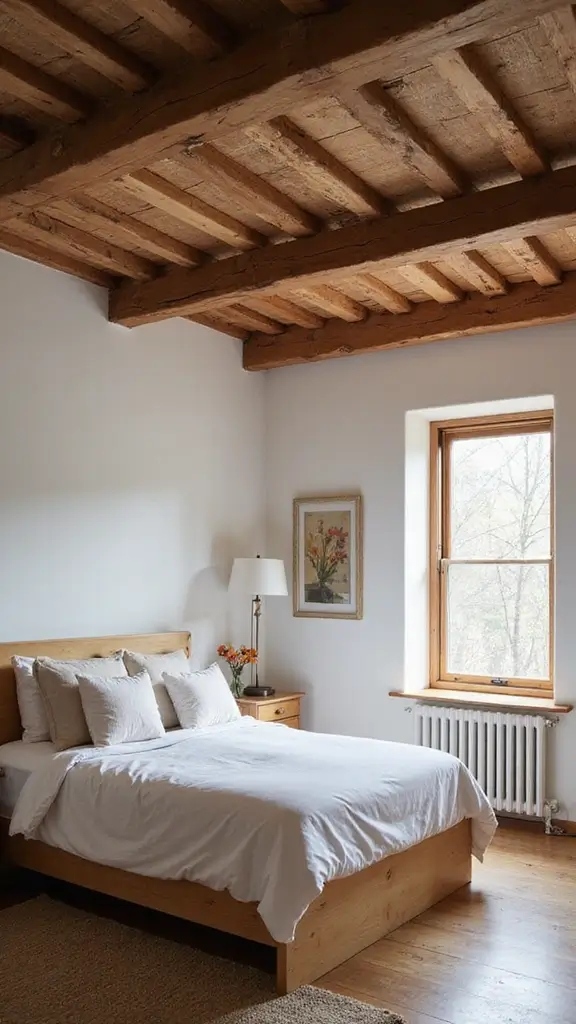 47 Bedroom False Ceiling Design Modern Simple Styles That Elevate - 26. Rustic Charm with Beams