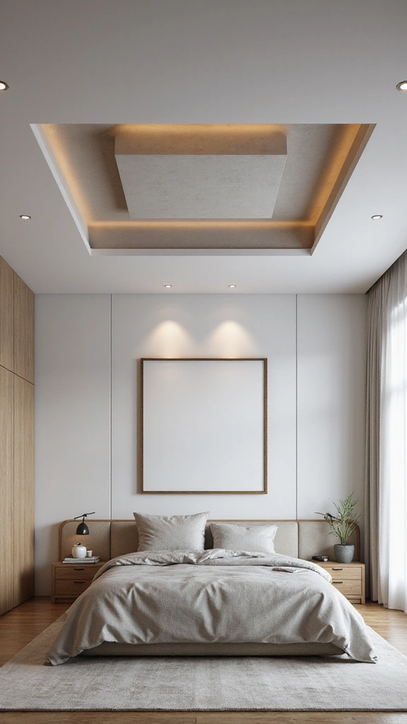 47 Bedroom False Ceiling Design Modern Simple Styles That Elevate - 3. Minimalist Floating Panels