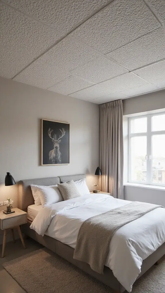 47 Bedroom False Ceiling Design Modern Simple Styles That Elevate - 36. Ceiling Tiles for Texture
