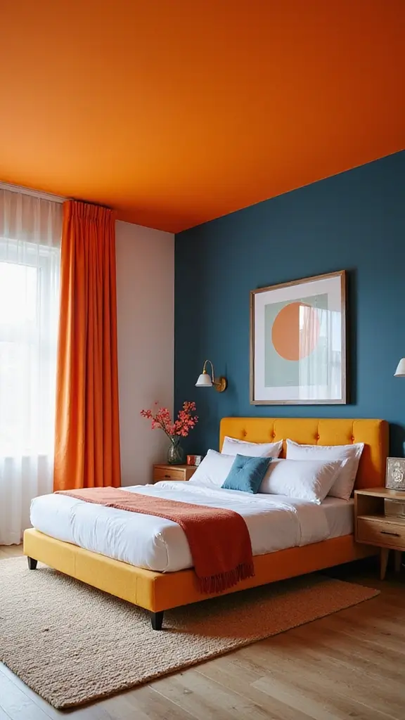 47 Bedroom False Ceiling Design Modern Simple Styles That Elevate - 44. Bold Color Features