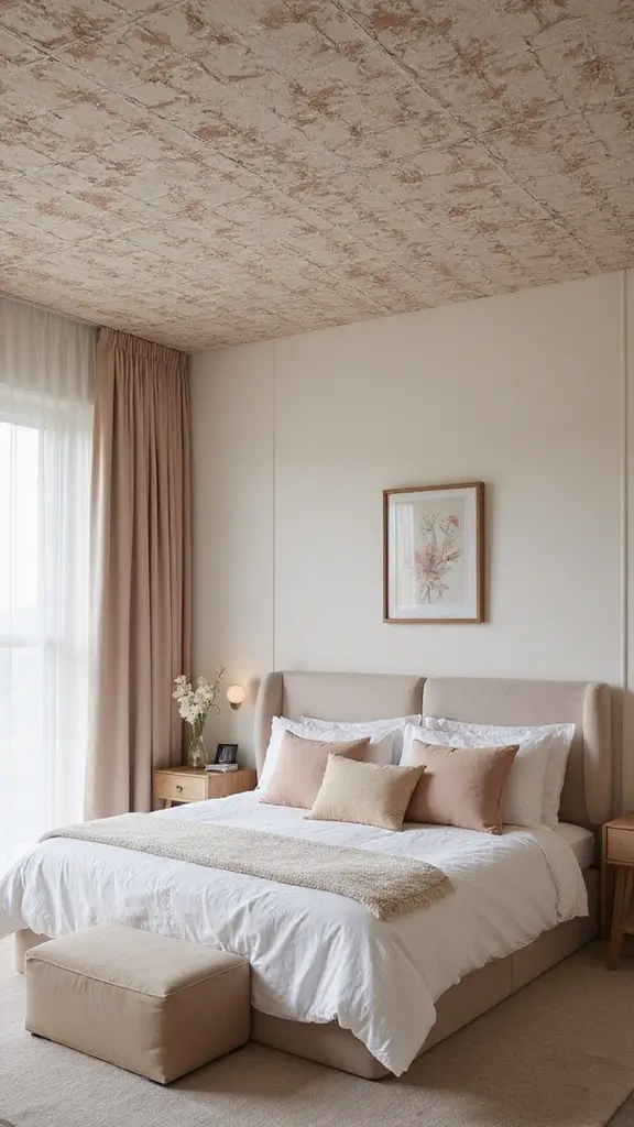 47 Bedroom False Ceiling Design Modern Simple Styles That Elevate - 47. Modern Patterns with Subtle Pops of Color