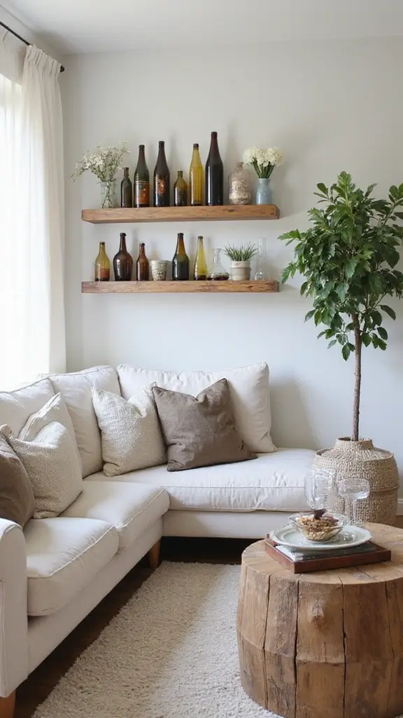 47 Cozy & Stylish Sustainable Home Decor Ideas for Your Living Room - 3. Upcycled Decorative Accessories