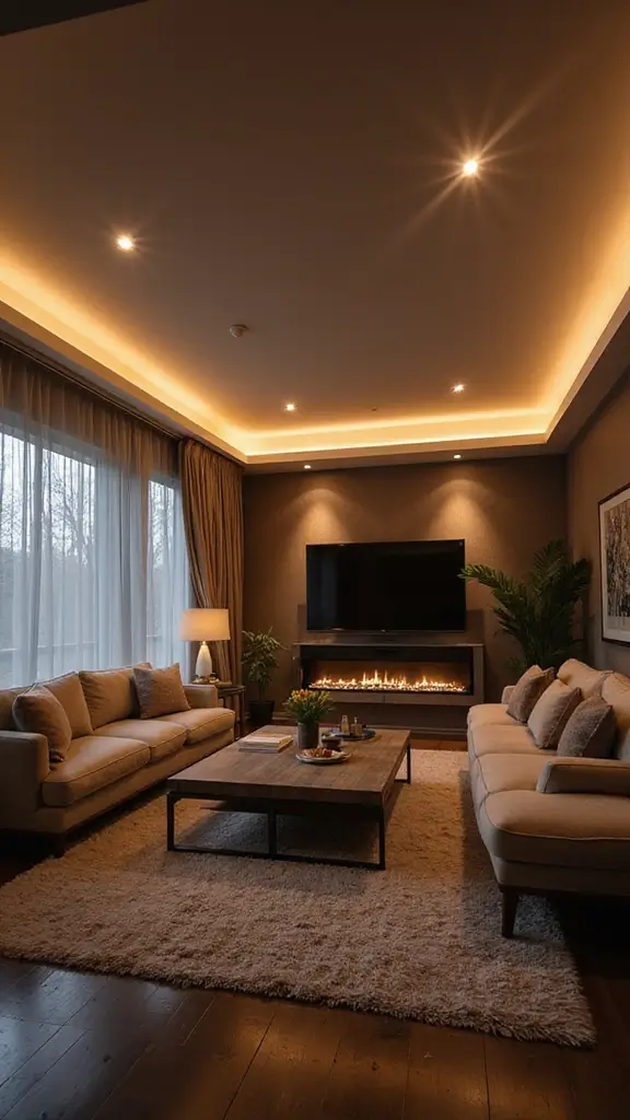 47 Cozy & Stylish Sustainable Home Decor Ideas for Your Living Room - 32. Accent Lighting