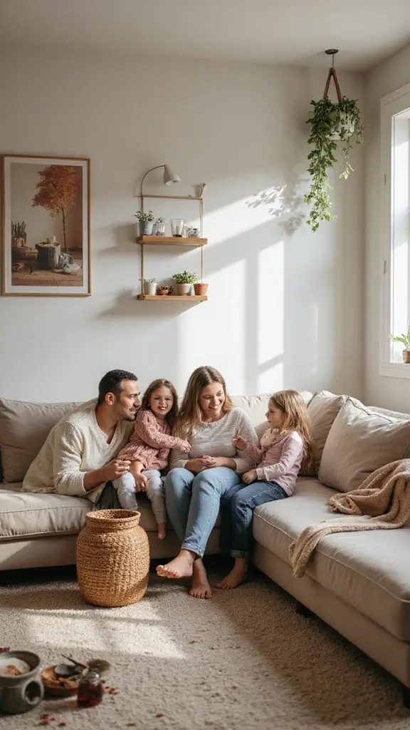 47 Cozy & Stylish Sustainable Home Decor Ideas for Your Living Room - 38. Family-friendly Decor