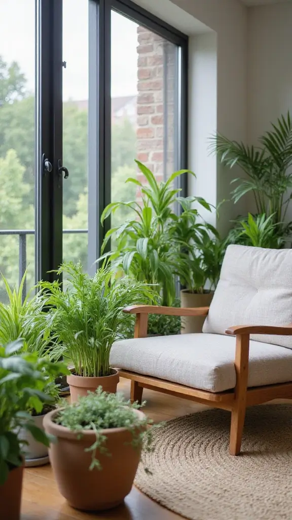 47 Cozy & Stylish Sustainable Home Decor Ideas for Your Living Room - 47. Sustainable Plants and Herbs