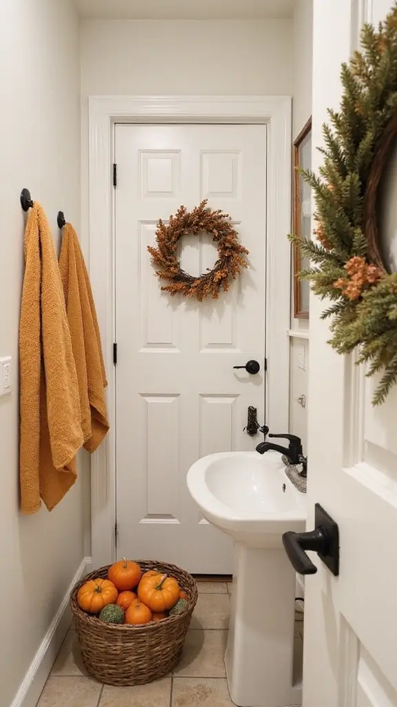 47 Fall Decor Ideas for the Home DIY Projects You’ll Love - 15. Harvest-Themed Bathroom Decor