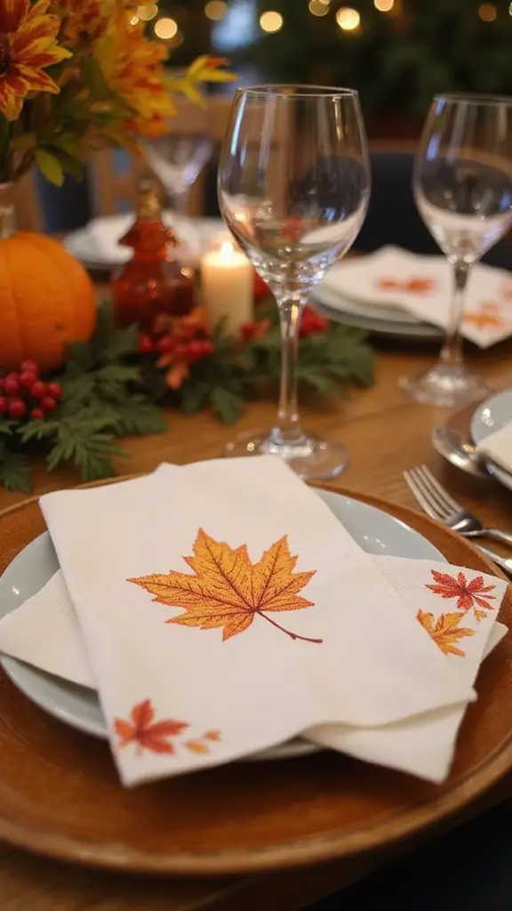 47 Fall Decor Ideas for the Home DIY Projects You’ll Love - 45. Hand-Stamped Fall Napkins