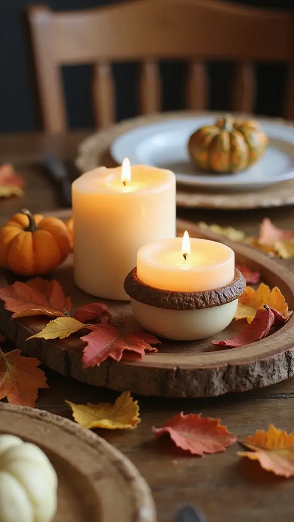 47 Fall Decor Ideas for the Home DIY Projects You’ll Love - 5. DIY Acorn Candles
