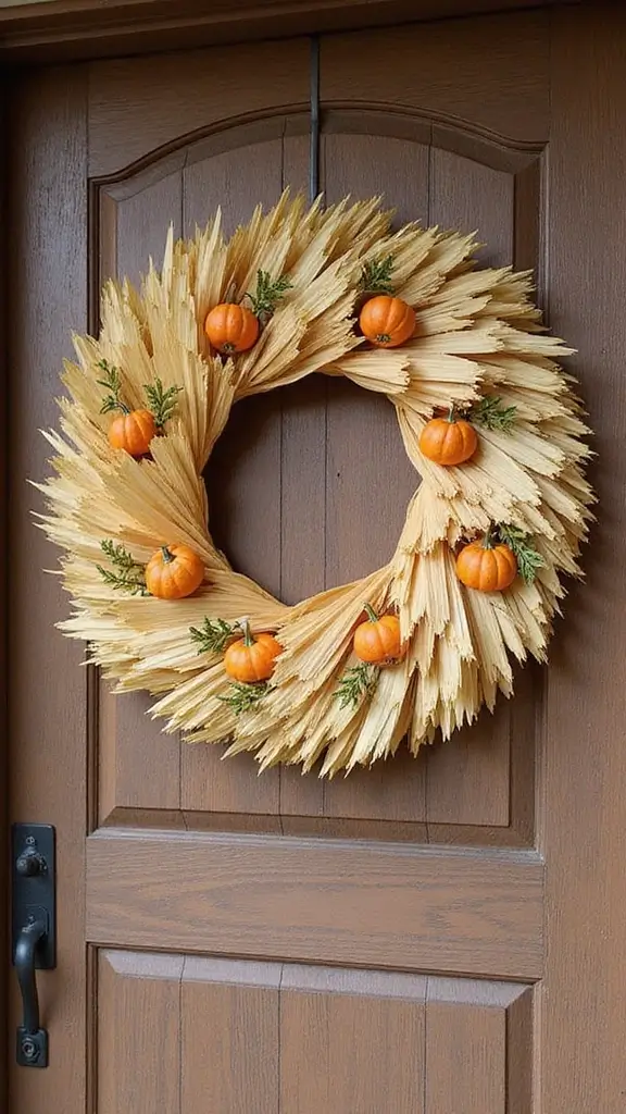 47 Fall Decor Ideas for the Home DIY Projects You’ll Love - 8. DIY Corn Husk Wreath