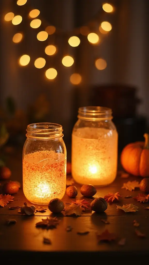 47 Fall Decor Ideas for the Home DIY Projects You’ll Love - 9. Fall-Themed Mason Jar Lanterns